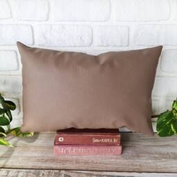 Cappuccino Faux Leather Pillow Cover Modern 3-Piece Design - thumbnail 2