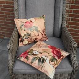 Outdoor Cushions - Oilcloth Roses/Nostalgia Newest Lounge in Three Different Sizes - thumbnail 3