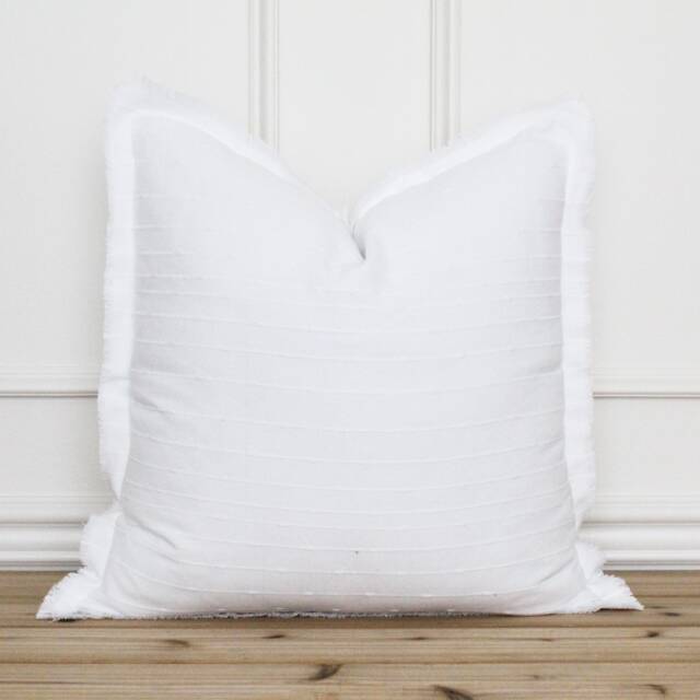 White Dotted Fringe Pillow Cover 20 X 26 Neutral Layering Decorative Throw - image 1