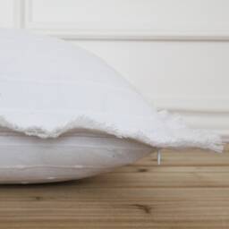 White Dotted Fringe Pillow Cover 20 X 26 Neutral Layering Decorative Throw - thumbnail 2