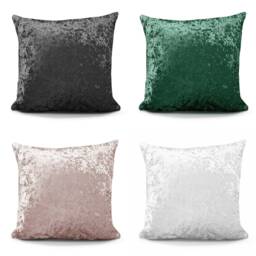 Crushed Velvet Filled Cushions Cushion Pad Square Soft Luxury Plush Plain Zipped Cover Premium Quality - thumbnail 4