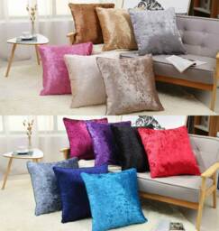 Crushed Velvet Filled Cushions Cushion Pad Square Soft Luxury Plush Plain Zipped Cover Premium Quality