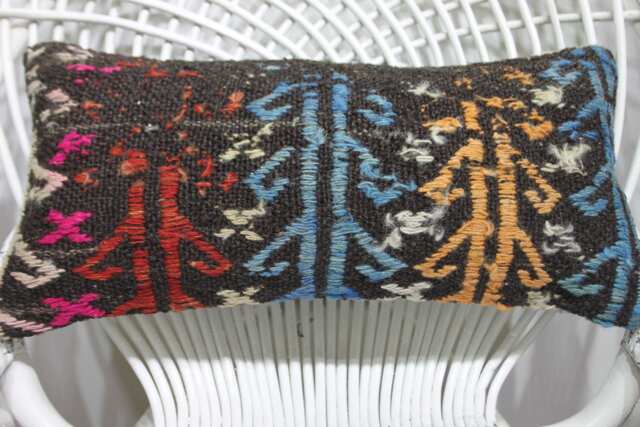 Turkish Pillow, Kilim Pillow Cases, Pillows, 10x20 Suzani Cushion, Geometric Nursery Cover, Ottoman Case, 994 - image 1