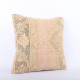 Handwoven Turkish Kilim Pillow Cover Bohemian Sofa Cushion - 16x16 - thumbnail 2