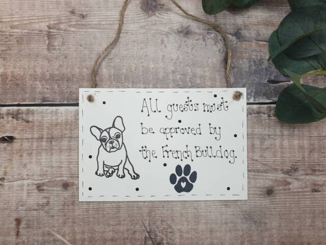 Handmade French Bulldog Wooden Plaque Frenchie Home Decor - image 1