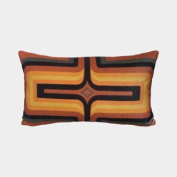 Geometric Velvet Printed Cushion - Terracotta + Ochre - thumbnail 2