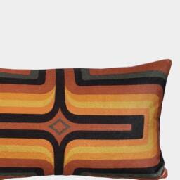 Geometric Velvet Printed Cushion - Terracotta + Ochre - thumbnail 3
