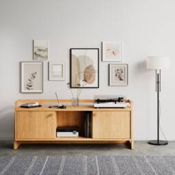 Oak Cabinet Chest On Vinyls Turntable Rtv - thumbnail 2