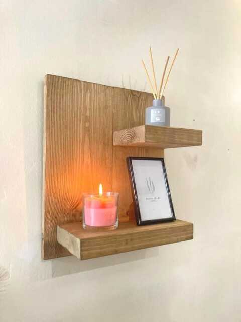 Set Of 2 Wooden Decorations, Home Furnishings, Antique Pine Coffee Table & Wall Shelf, Quality Handmade in UK - image 1