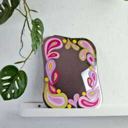 Groovy 70S Paisley Square Mirror - Raspberry Ripple - thumbnail 3