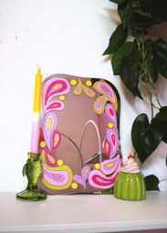 Groovy 70S Paisley Square Mirror - Raspberry Ripple