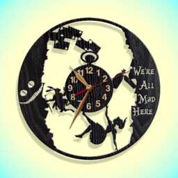 Wall Clock Alice in Wonderland, Wooden Non-Ticking Large 12 Or 18 Inches, Rabbit Hole - thumbnail 3
