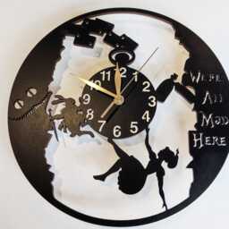 Wall Clock Alice in Wonderland, Wooden Non-Ticking Large 12 Or 18 Inches, Rabbit Hole - thumbnail 2