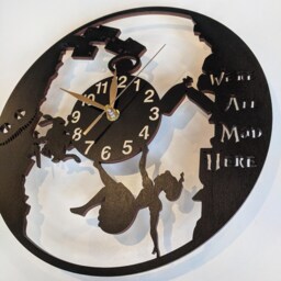 Wall Clock Alice in Wonderland, Wooden Non-Ticking Large 12 Or 18 Inches, Rabbit Hole - thumbnail 4