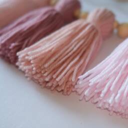 Tassel Garland - Custom Nursery Decor Bunting Wall Hanging Boho Yarn Pink Shelf - thumbnail 2