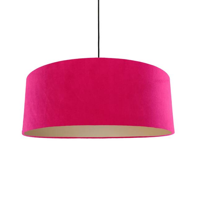 Extra Large Cerise Pink Velvet Lampshade With Champagne Lining - image 1