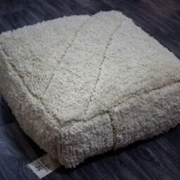 Moroccan Kilim Pouf , Floor Pillow , Handmade , 100% Wool Ivory, Size 64x64x25 cm - thumbnail 2