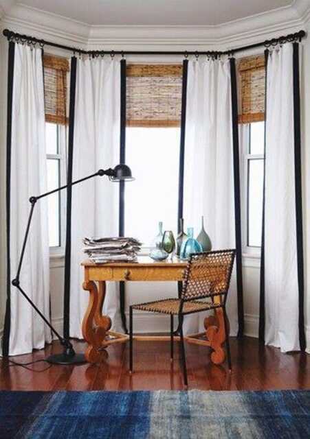 Wide Grosgrain Ribbon Trim Curtains, Designer Pleated Blackout Panels - image 1