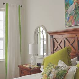 Wide Grosgrain Ribbon Trim Curtains, Designer Pleated Blackout Panels - thumbnail 2