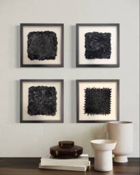 Set Of 4 Handmade Air-Dry Clay Floral Wall Sculpture - 3D Modern Decor - thumbnail 1