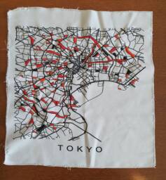 Tokyo Map Hand Embroidery Mixed Media Fabric Wall Art - thumbnail 1