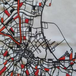 Tokyo Map Hand Embroidery Mixed Media Fabric Wall Art - thumbnail 3