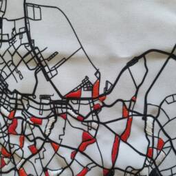 Tokyo Map Hand Embroidery Mixed Media Fabric Wall Art - thumbnail 4