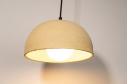 Handmade Ceramic Dome Pendant Lamp Modern Yellow Texture Chandelier