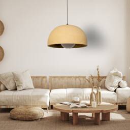 Handmade Ceramic Dome Pendant Lamp Modern Yellow Texture Chandelier - thumbnail 2