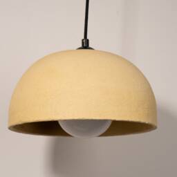 Handmade Ceramic Dome Pendant Lamp Modern Yellow Texture Chandelier - thumbnail 3