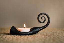 Handmade Wrought Iron Tealight Holder With Handle, Rustic Metal Candle Stand
