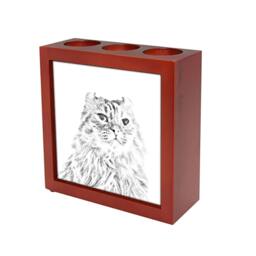 American Curl - Wooden Stand For Candles/Pens With The Image Of A Cat New Collection - thumbnail 1