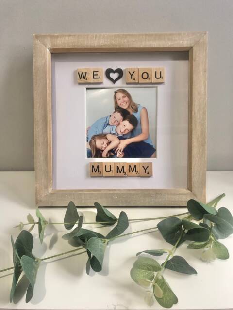 We Love You Mummy, Mum, Aunty, Nana, Grandma - Personalised Scrabble Gift Frame Any Text Birthday Gift Mother's Day Photo - image 1