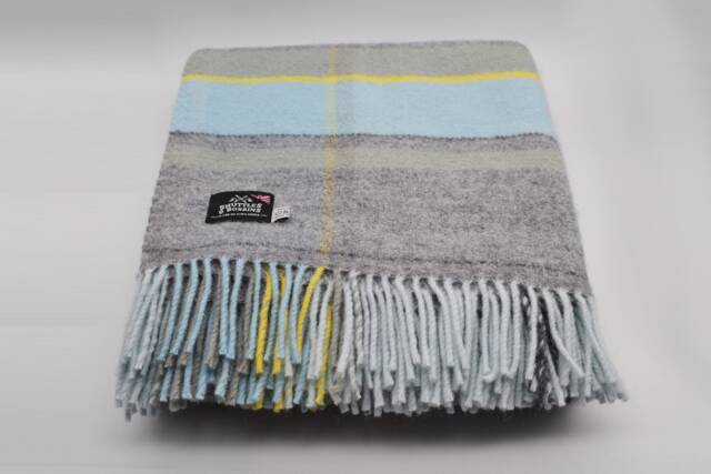 Pure New Wool Grey & Blue Blanket/Wrap/Throw/Made in Yorkshire/Uk - image 1