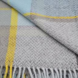 Pure New Wool Grey & Blue Blanket/Wrap/Throw/Made in Yorkshire/Uk - thumbnail 4