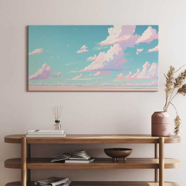 Pastel Color Of The Sky Canvas, Picture Wall Hanging, Blue Art, Kids Canvas Painting - image 1