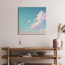 Pastel Color Of The Sky Canvas, Picture Wall Hanging, Blue Art, Kids Canvas Painting - thumbnail 3