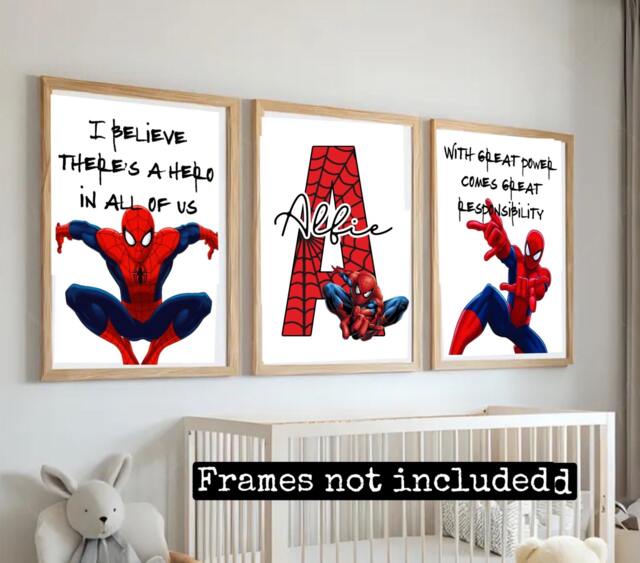 Spiderman Prints- Superhero Prints - Boys Bedroom -Boys Room-Personalised Prints-Boys - image 1