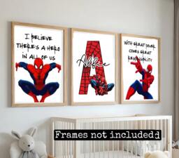 Spiderman Prints- Superhero Prints - Boys Bedroom -Boys Room-Personalised Prints-Boys - thumbnail 1