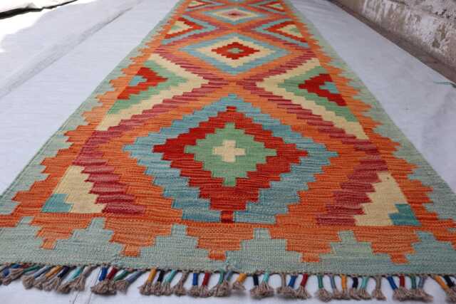 3x10 New Afghan Chubi Stunning Runner Rug, Maimana Handmade Kilim Flatweave Oriental Turkmen Hallway Rug - image 1