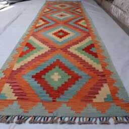 3x10 New Afghan Chubi Stunning Runner Rug, Maimana Handmade Kilim Flatweave Oriental Turkmen Hallway Rug - thumbnail 2