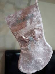 Personalized Crushed Velvet Christmas Stocking With Glitter Bow - thumbnail 1