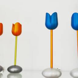 Modern Colorful Tulip Shaped Candles Holders - Judaica Holiday Tableware D??cor Gift - thumbnail 3