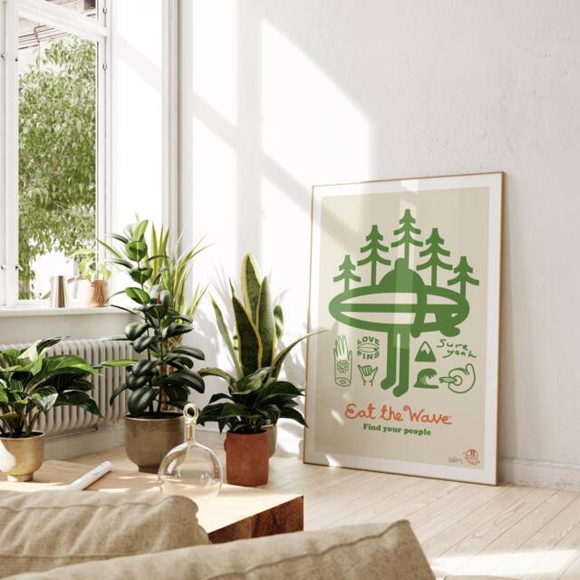 Find Your People Surf Art Print Vintage Beach Forest Poster - image 1