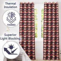 Flamingo Sunset Lake Tropical Scenic Seamless Pattern Exotic Bird Design Readymade Eyelet Ring Top Thermal 100% Blackout Curtains - thumbnail 3