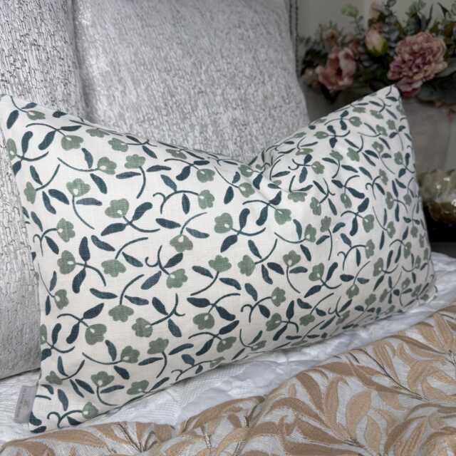 Dainty Floral Cotton Cushion Cover 12 X 20 - image 1