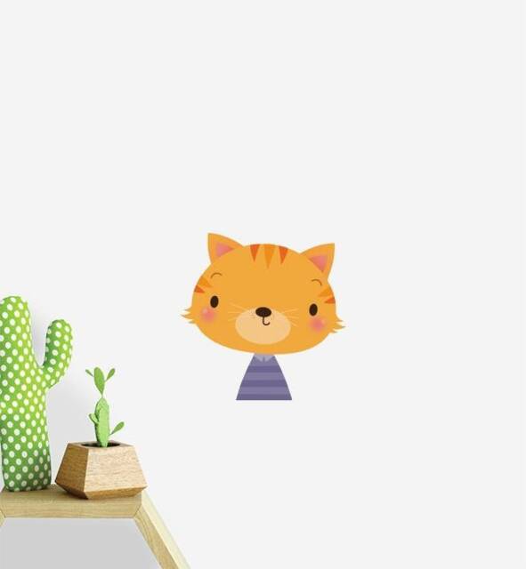 Cat Portrait Wall Sticker Decal - Dogs & Pets Stickers, Art, Decals, Kids Animals Decals