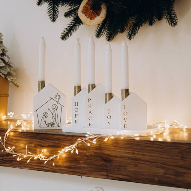 Reusable Christmas Countdown Advent Candle Holders Table Centerpiece Wreath Holiday Decoration Candlestick - image 1