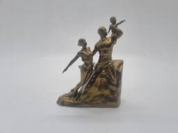 Bronze African Renaissance Monument, 3D Printed Miniture Gift, 3 Inch Sculpture, African Figurine, Black Man Woman & Child Statue - thumbnail 1