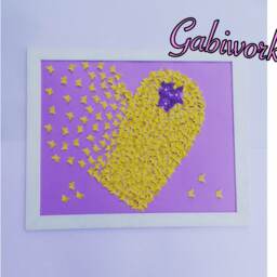 Light Purple-Yellow Butterflies Painting, Wall Art, 3D Paper Art, Wedding Decor, Handmade D??cor, Home Butterflies' Art - thumbnail 3